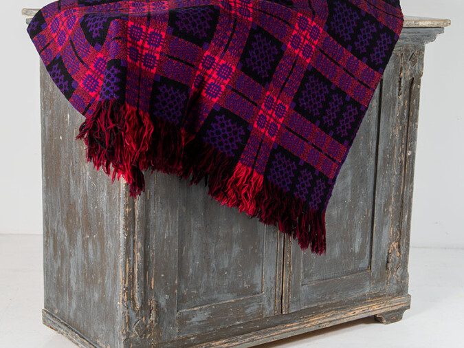 Welsh Wool Tapestry Blanket - Purple & Reds