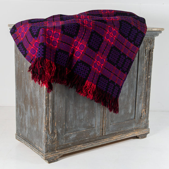 Welsh Wool Tapestry Blanket Purple & Reds Greencore Design