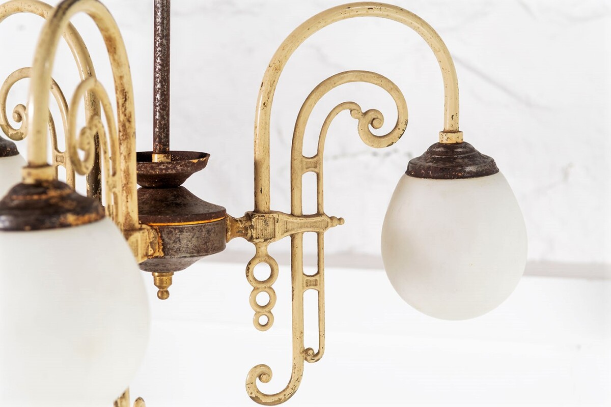 1920s Art Deco 3 Arm Chandelier Hall Pendant - Image 2