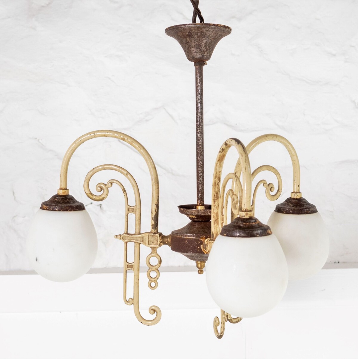 1920s Art Deco 3 Arm Chandelier Hall Pendant