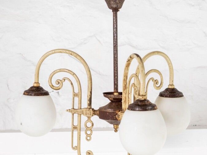 1920s Art Deco 3 Arm Chandelier Hall Pendant
