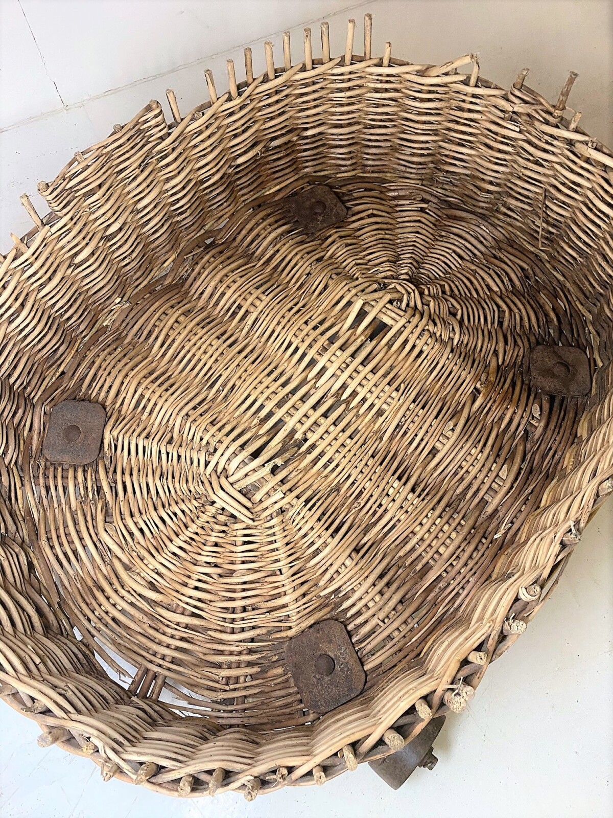 Large Wicker Dog Bed | Log Basket on Cast Iron Wheels - Image 10