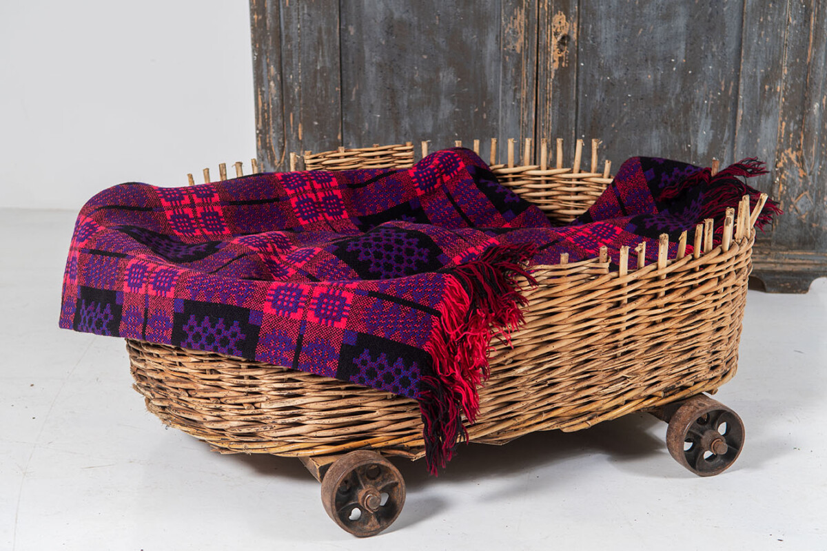 Large Wicker Dog Bed | Log Basket on Cast Iron Wheels - Image 12