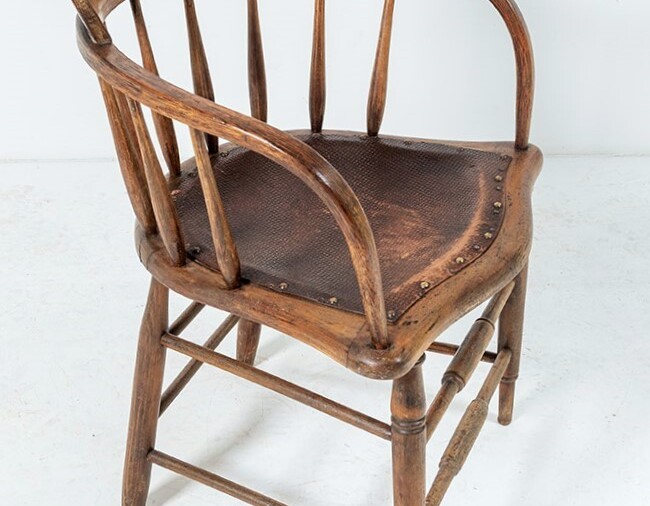 Bentwood Oak Clerks Chair with Leather Seat | Office Desk Chair | Writers Chair