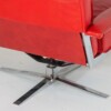 Mid Century Pieff Red Leather Tubular Chrome Swivel Chair with Footstool Ottoman - Image 13