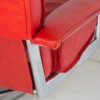 Mid Century Pieff Red Leather Tubular Chrome Swivel Chair with Footstool Ottoman - Image 12