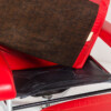 Mid Century Pieff Red Leather Tubular Chrome Swivel Chair with Footstool Ottoman - Image 8