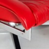 Mid Century Pieff Red Leather Tubular Chrome Swivel Chair with Footstool Ottoman - Image 6
