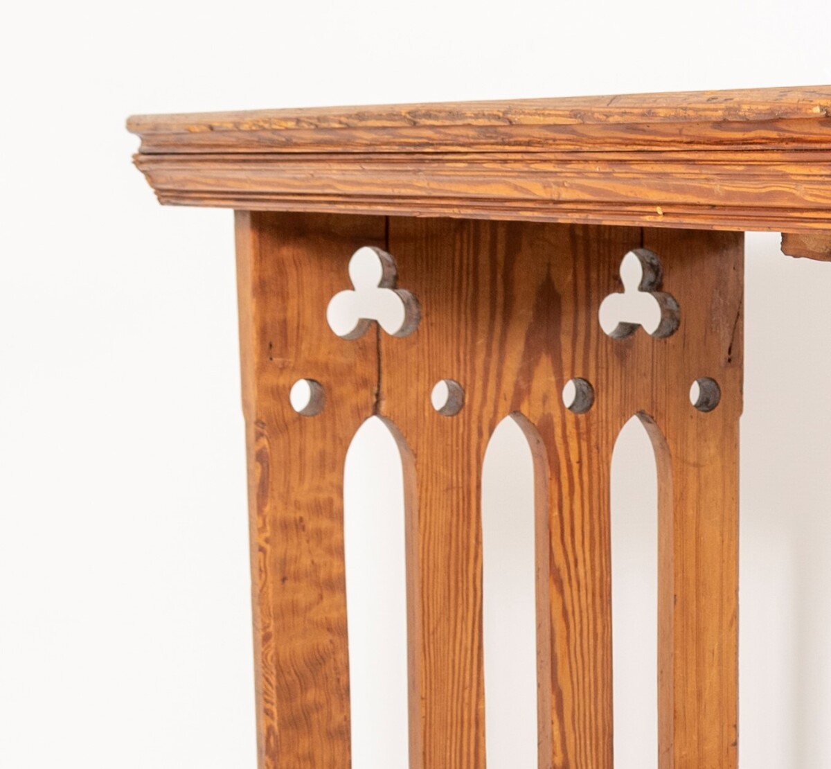 19th Century Gothic Revival Pitch Pine 'Lady Chapel' Church Alter Console Side Table - Image 2