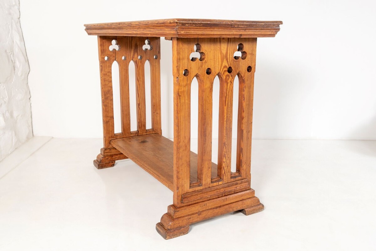 19th Century Gothic Revival Pitch Pine 'Lady Chapel' Church Alter Console Side Table