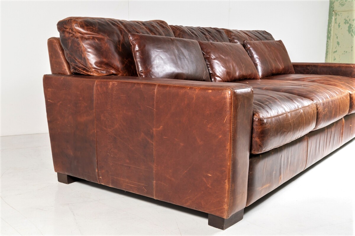 An Exceptional Oversized Roche Bobois Designer Brown Leather Sofa - Large Three Seater