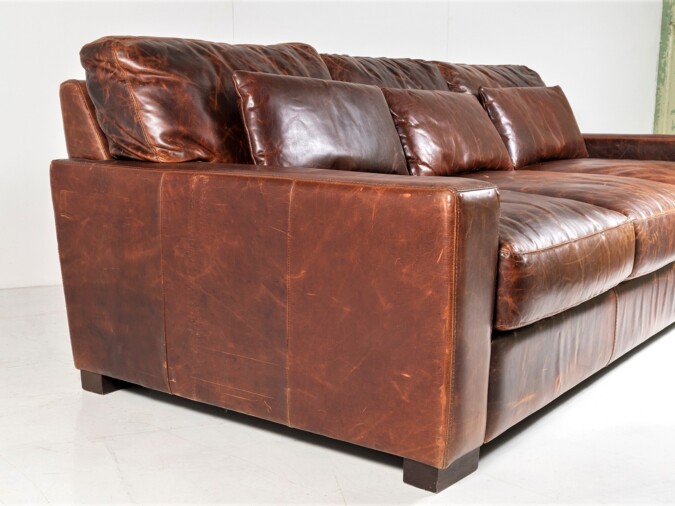 An Exceptional Oversized Roche Bobois Designer Brown Leather Sofa - Large Three Seater