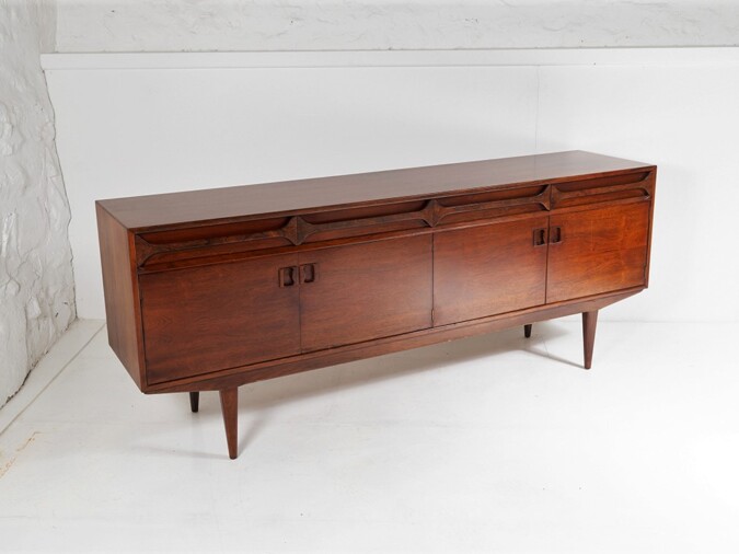 Exceptional Mid Century Alfred Cox Long Sideboard In rare Brazilian Rosewood