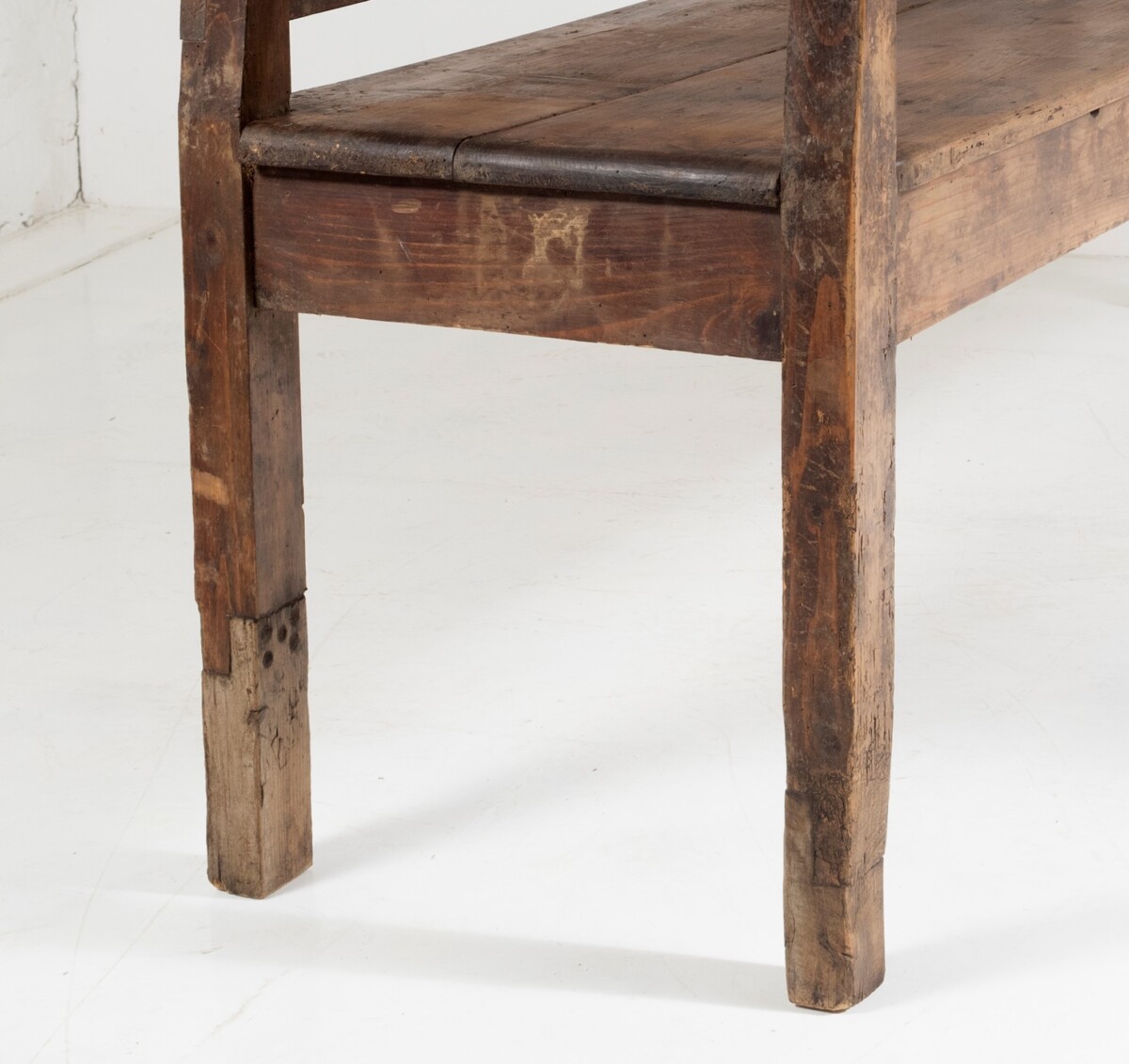 An Excellent Early European High Back 6ft Farmhouse Hall Bench in solid Pine - 3 Seater - Image 9