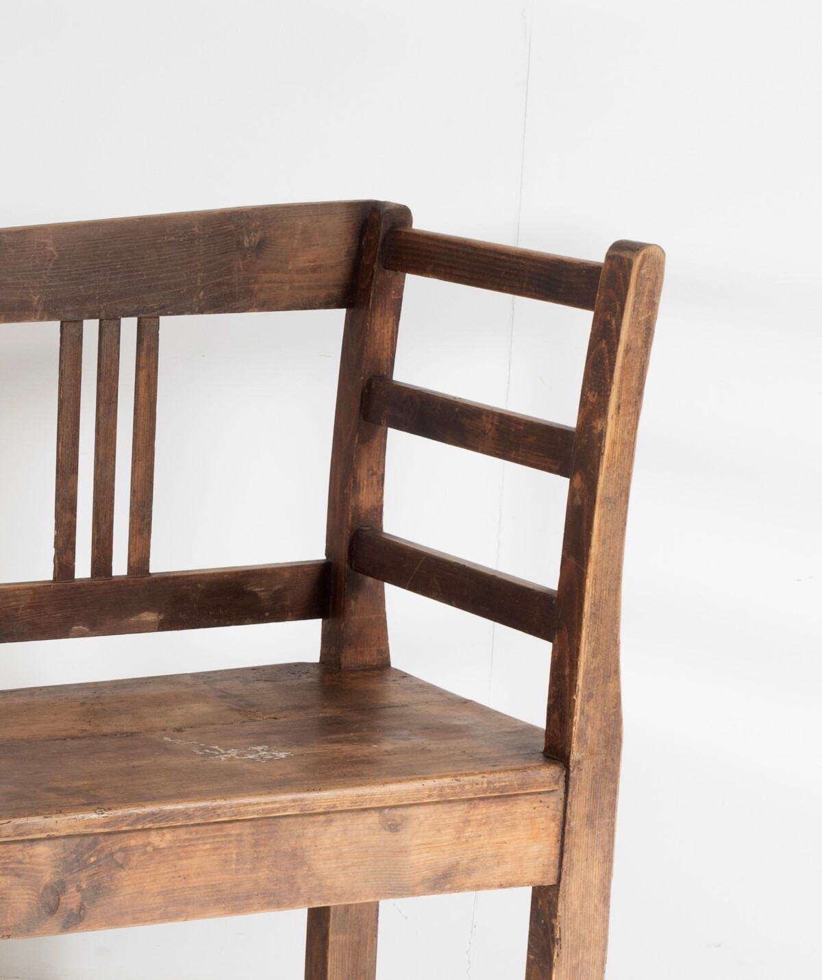An Excellent Early European High Back 6ft Farmhouse Hall Bench in solid Pine - 3 Seater - Image 4