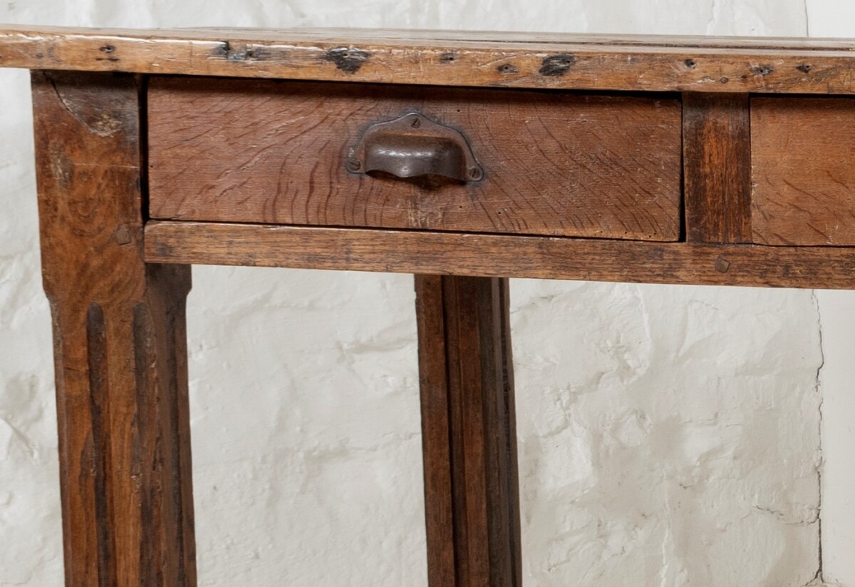 Antique French Oak Farmhouse Kitchen Prep Dining Table with 8 Drawers | 8 Person - Image 2