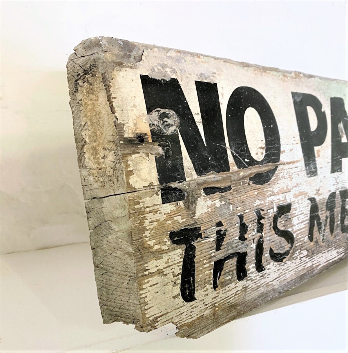 A Very Old Vintage Fun No Parking Hand Painted Wooden Sign Decorative Wall Art or Shelf Art - Image 2