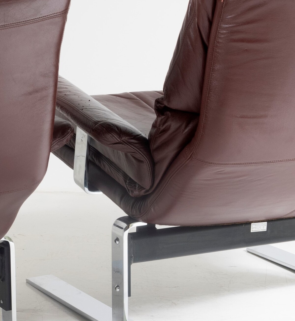 A Stylish Pair of Mid Century Modern Chrome Brown Leather Lounge Armchairs by Pieff - Image 12