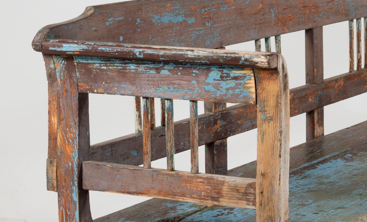 Primitive Rustic Vernacular Box Settle Farmhouse Bench with Seat Storage - Image 8