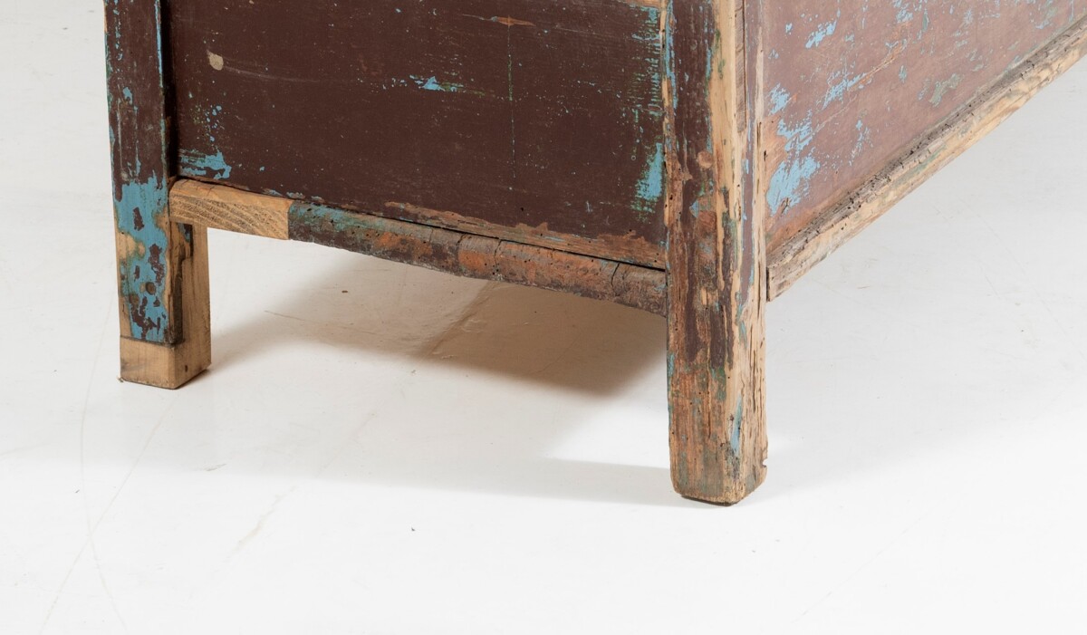 Primitive Rustic Vernacular Box Settle Farmhouse Bench with Seat Storage - Image 7
