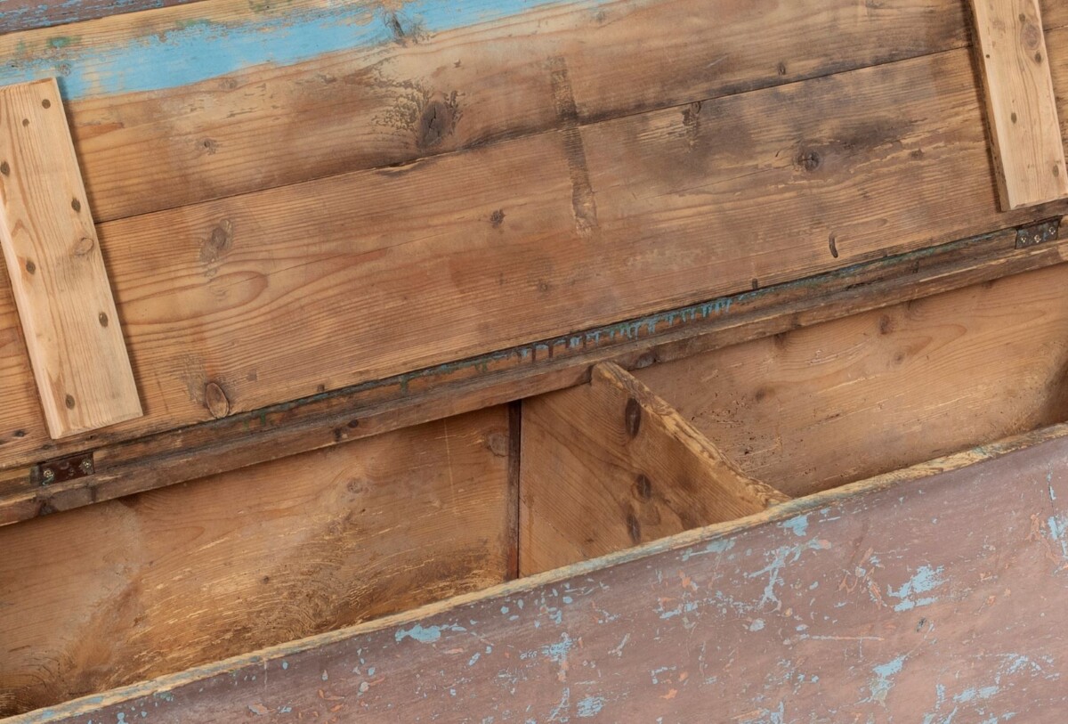 Primitive Rustic Vernacular Box Settle Farmhouse Bench with Seat Storage - Image 2