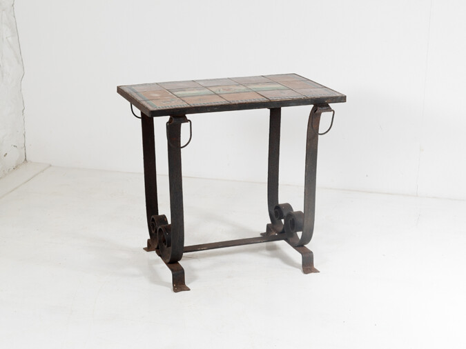 Spanish Revival Wrought iron Tile Top Patio or Hall Table | California Catalina Tile Top Table