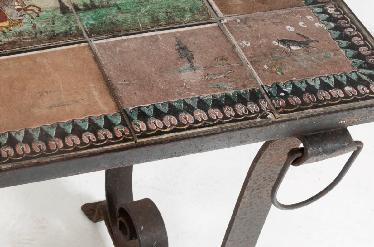 Spanish Revival Wrought iron Tile Top Patio or Hall Table | California Catalina Tile Top Table - Image 8