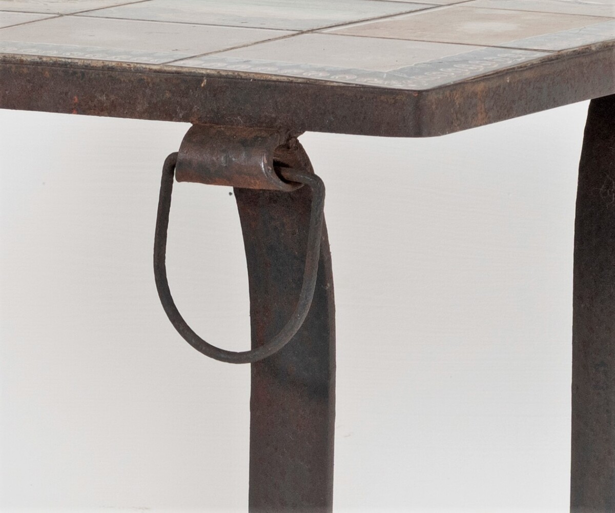 Spanish Revival Wrought iron Tile Top Patio or Hall Table | California Catalina Tile Top Table - Image 4