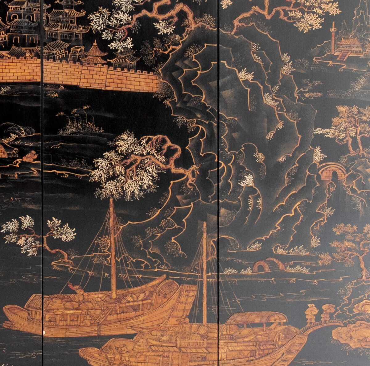 19th Century Wooden Chinese Wall Décor | Oriental Chinoiserie Wall Art Panels - Image 9