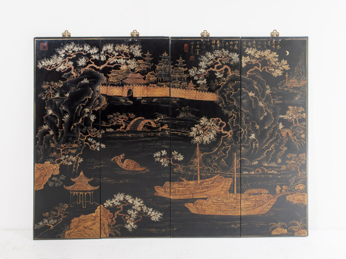 19th Century Wooden Chinese Wall Décor | Oriental Chinoiserie Wall Art Panels