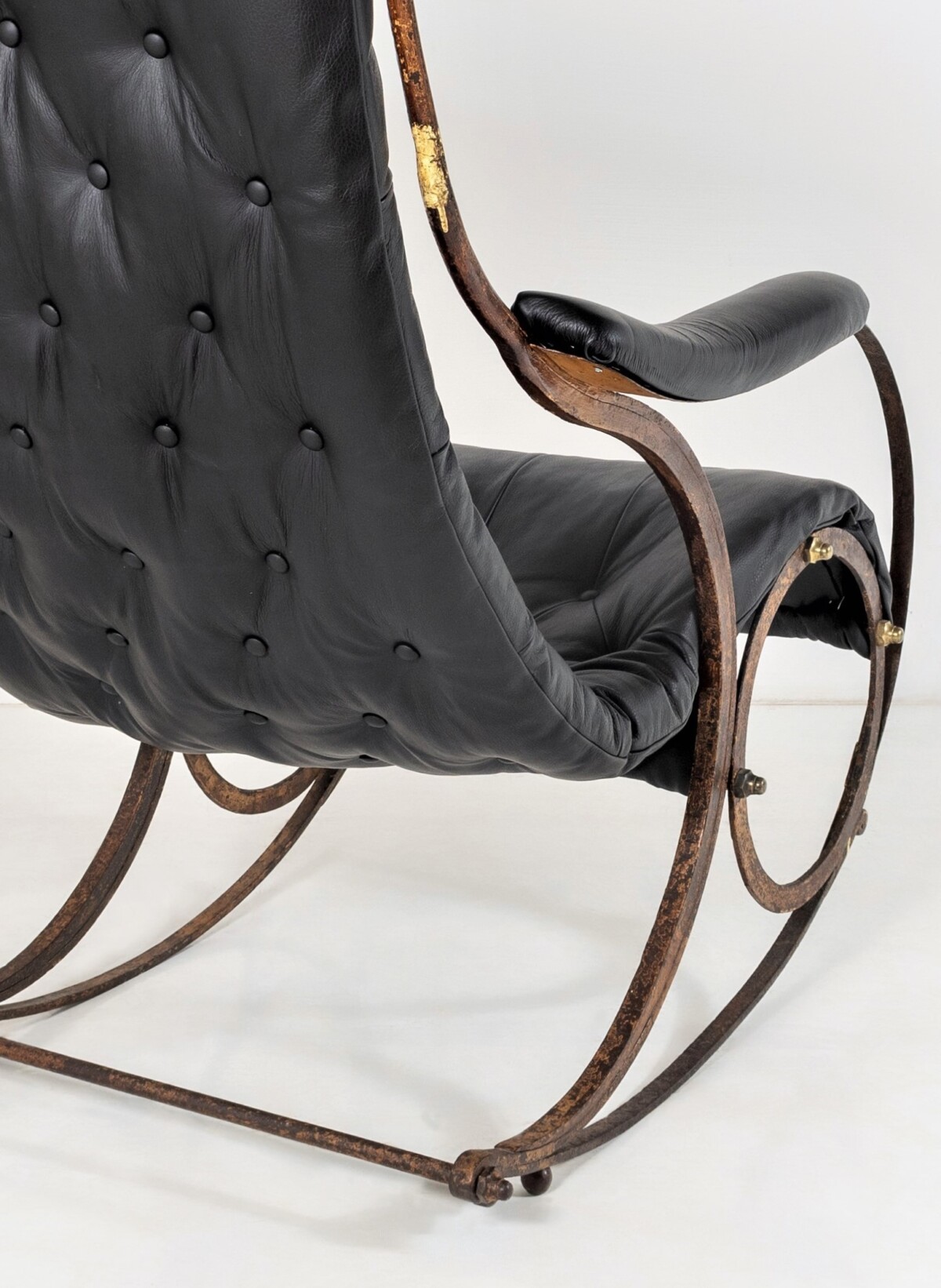 Historic 19th Century Antique Iron Frame Leather Sling Rocking Chair by R W Winfield of England - Image 6