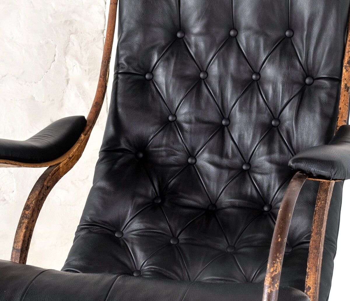 Historic 19th Century Antique Iron Frame Leather Sling Rocking Chair by R W Winfield of England - Image 3