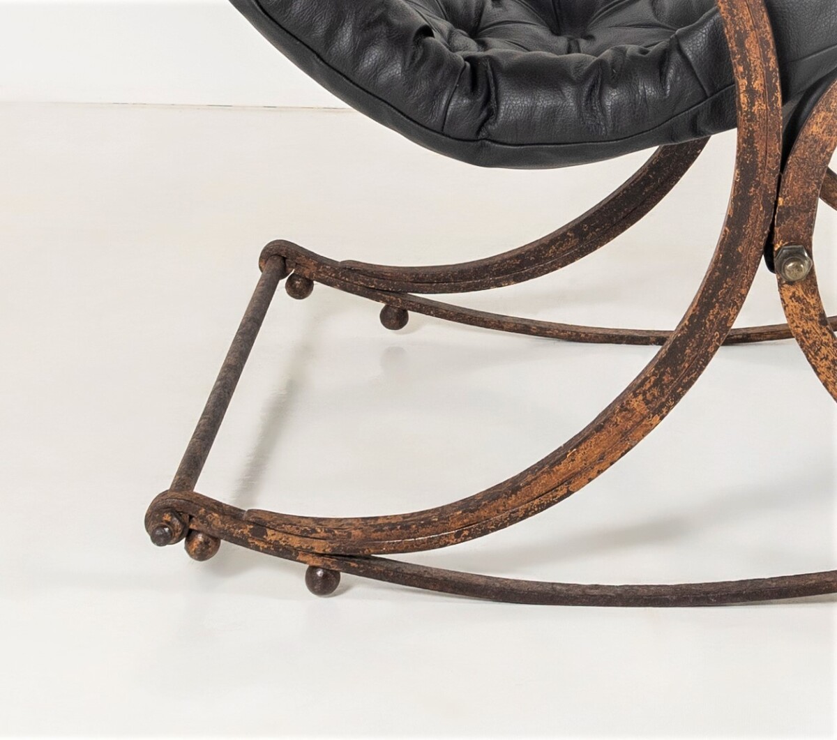 Historic 19th Century Antique Iron Frame Leather Sling Rocking Chair by R W Winfield of England - Image 13
