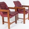 An Exceptional Pair of Bauhaus Influenced Teak Leather Library Study Chairs