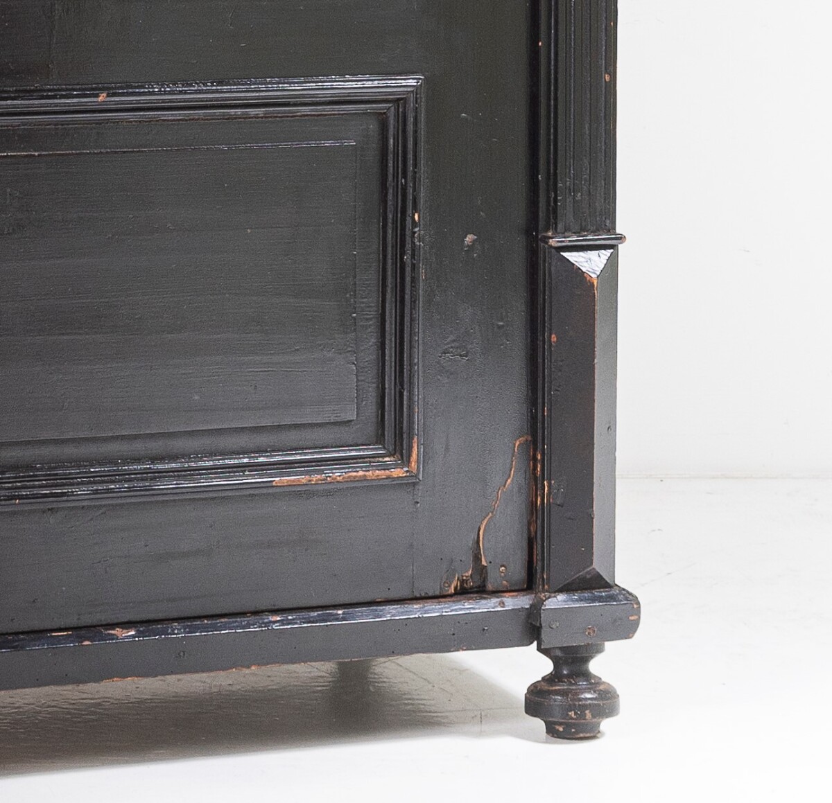 Original 19thC Gustavian Ebonised Black Painted Pine Tall Swedish Larder | Linen Cupboard - Image 7
