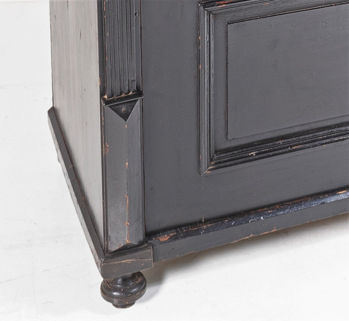 Original 19thC Gustavian Ebonised Black Painted Pine Tall Swedish Larder | Linen Cupboard - Image 3