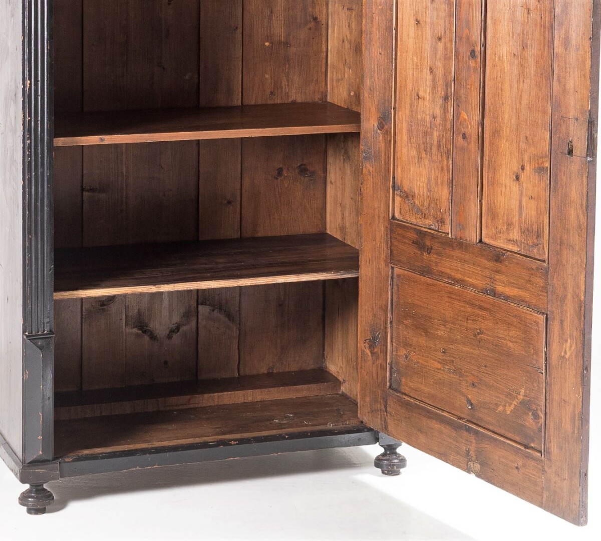 Original 19thC Gustavian Ebonised Black Painted Pine Tall Swedish Larder | Linen Cupboard - Image 10