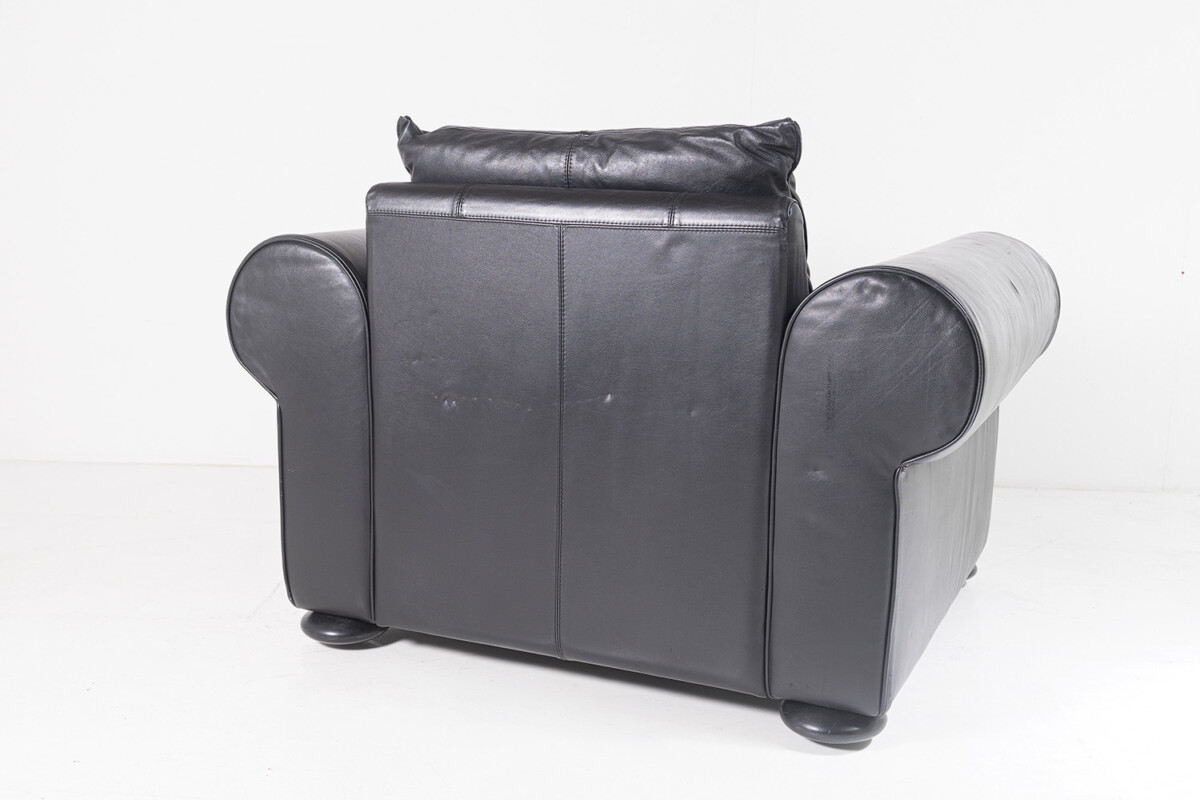 Large Vintage Black Leather Club Lounge Armchair by COR Germany - Image 9