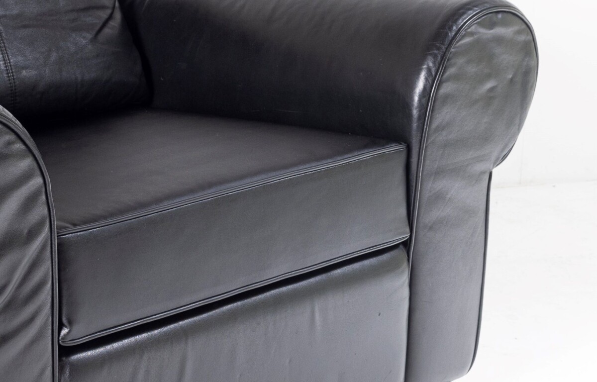 Large Vintage Black Leather Club Lounge Armchair by COR Germany - Image 7