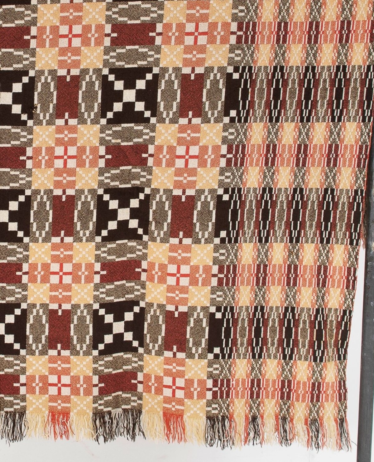 Vintage Welsh Pure Wool Tapestry Blanket - Autumn Reds - Image 8