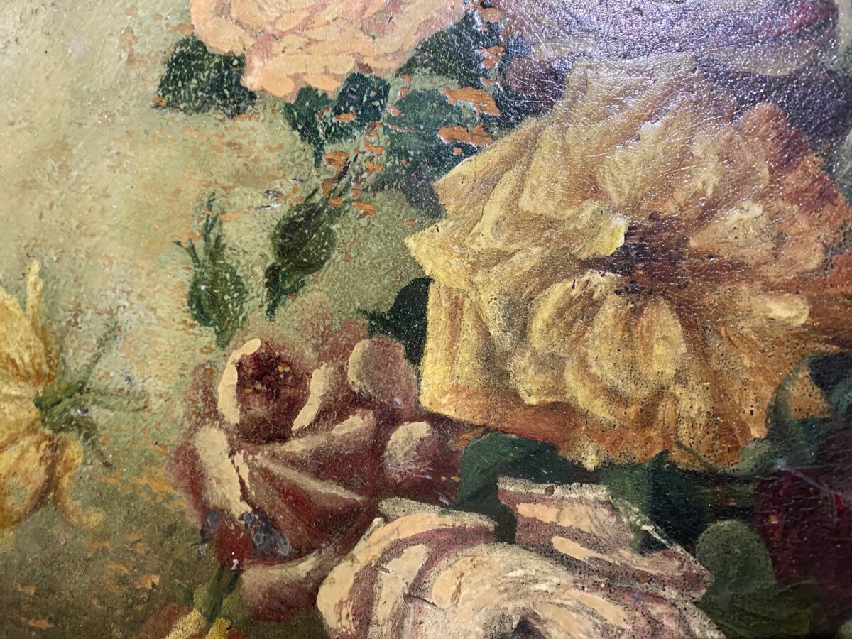 SMALL FLORAL PAINTED EBONISED VICTORIAN STOOL - Image 7