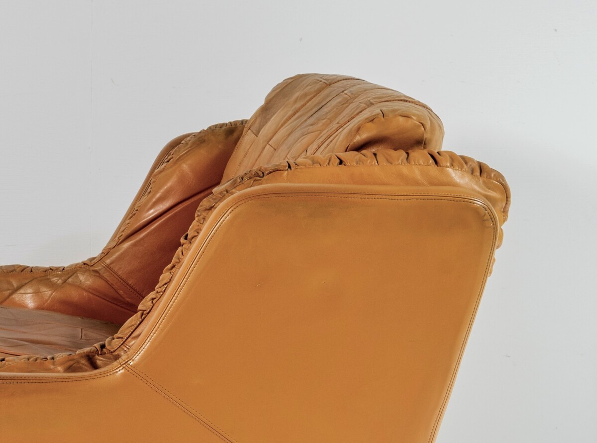 1970s Mid Century Vintage Patchwork Tan Leather Club Armchair by Gimson & Slater England - Image 8