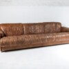 Superb Quality 1970s Mid Century Scandinavian Patchwork Brown Leather Sofa | Long 3 Seater - Image 9