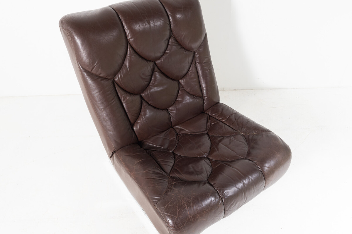1970s Mid Century Tetrad Nucleus Modular Brown Leather Lounge Chair - Image 2