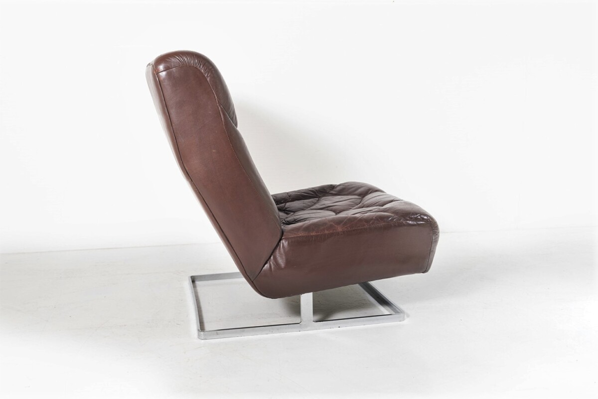 1970s Mid Century Tetrad Nucleus Modular Brown Leather Lounge Chair - Image 4