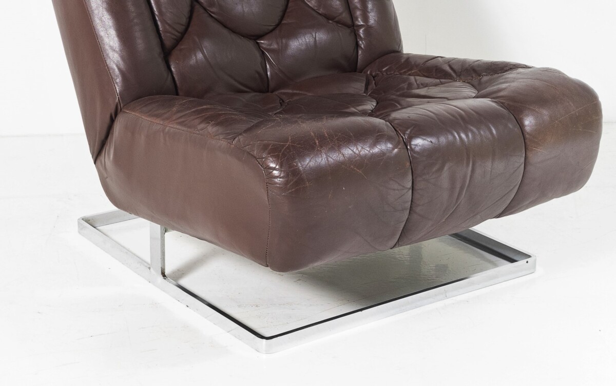 1970s Mid Century Tetrad Nucleus Modular Brown Leather Lounge Chair - Image 3
