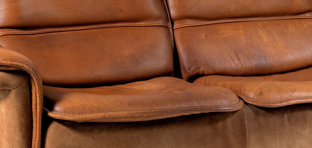 1970s De Sede DS12 model Brown Tan Cognac Leather and Suede 3 seater sofa | 3 Person - Image 3