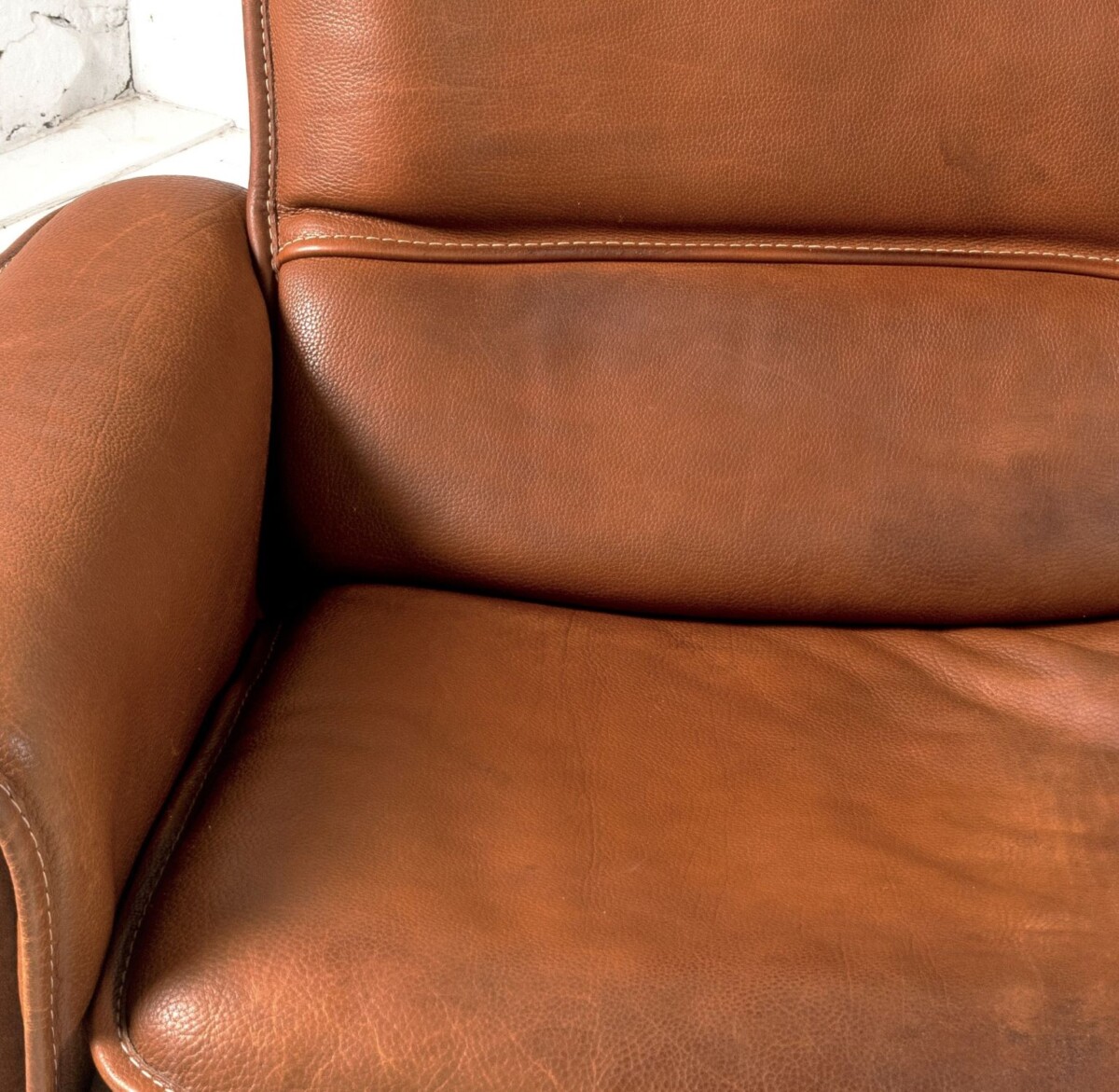 1970s De Sede DS12 model Brown Tan Cognac Leather and Suede 3 seater sofa | 3 Person - Image 15