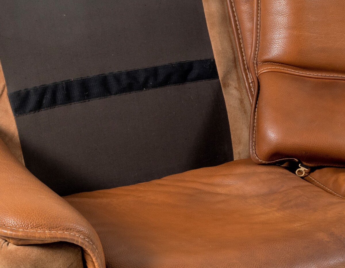 1970s De Sede DS12 model Brown Tan Cognac Leather and Suede 3 seater sofa | 3 Person - Image 12