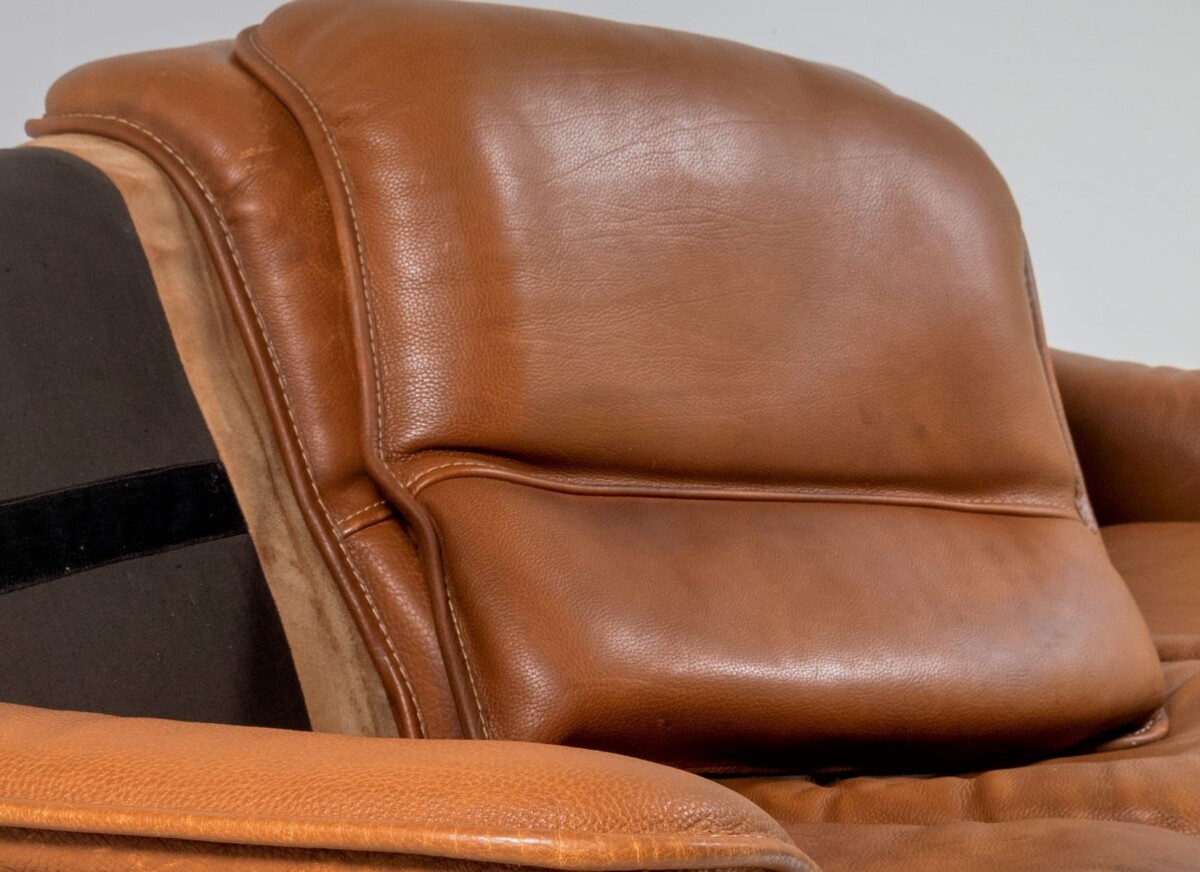 1970s De Sede DS12 model Brown Tan Cognac Leather and Suede 3 seater sofa | 3 Person - Image 11